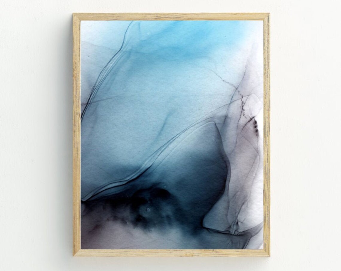 Black and Blue Abstract Minimalist Art Print