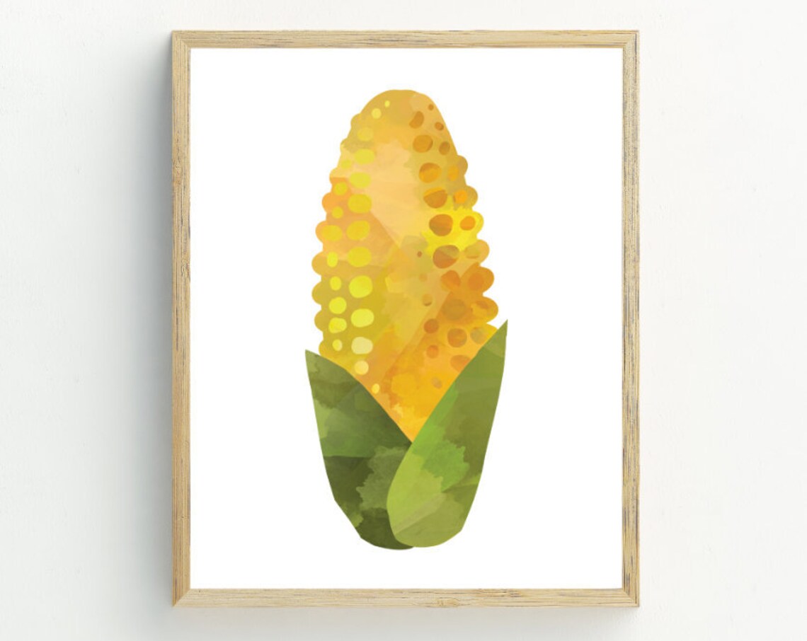 Corn Kitchen Wall Art, Yellow Corn Art Print