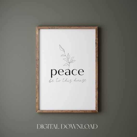 Peace Be To This House Botanical Quote Minimalist Home Poster