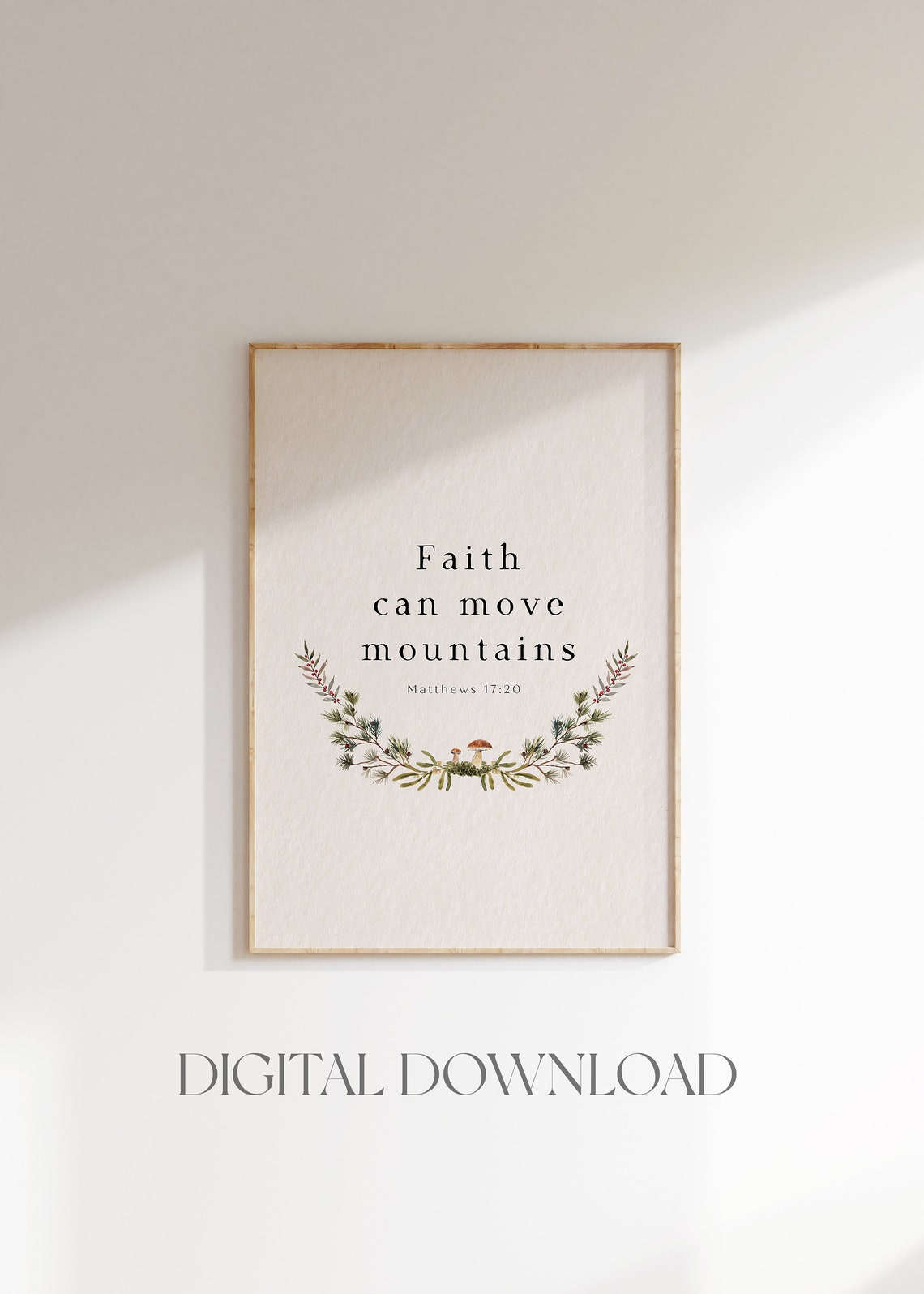 Faith Can Move Mountains Matthew 17:20 Watercolor Botanical Print - Image 4