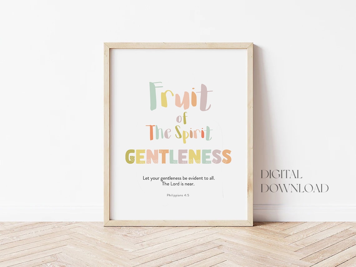 Fruit Of The Spirit Gentleness Colorful Kids Nursery Verse Poster