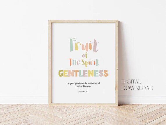 Fruit Of The Spirit Gentleness Colorful Kids Nursery Verse Poster