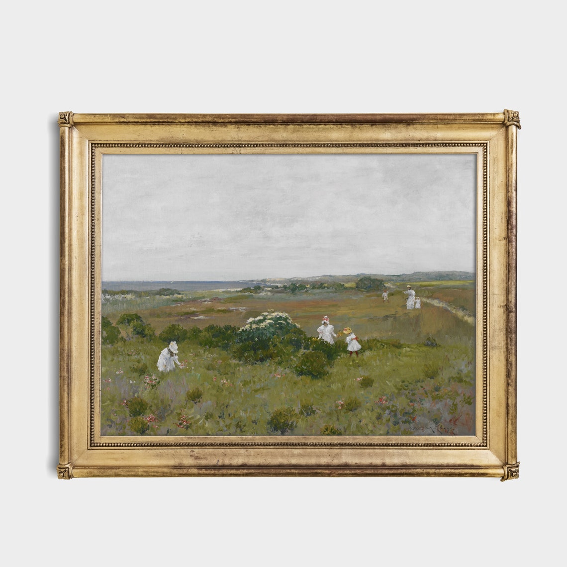 Impressionist Girls Picking Wildflowers By The Coast Art Poster - Image 3