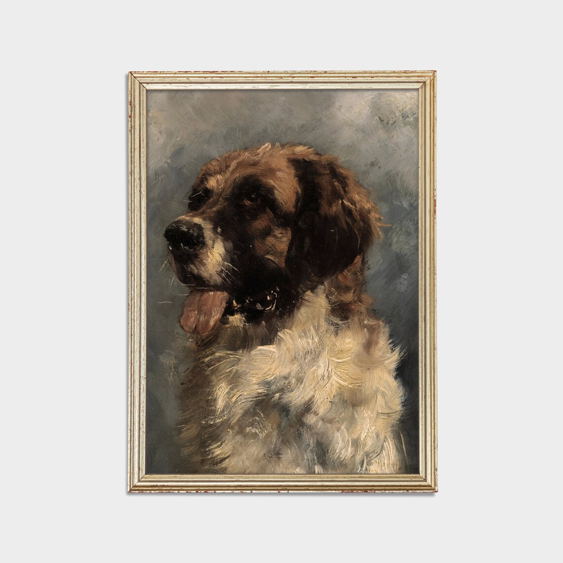 Large Shaggy Dog Portrait Vintage Oil Painting Moody Canine Art Poster - Image 2