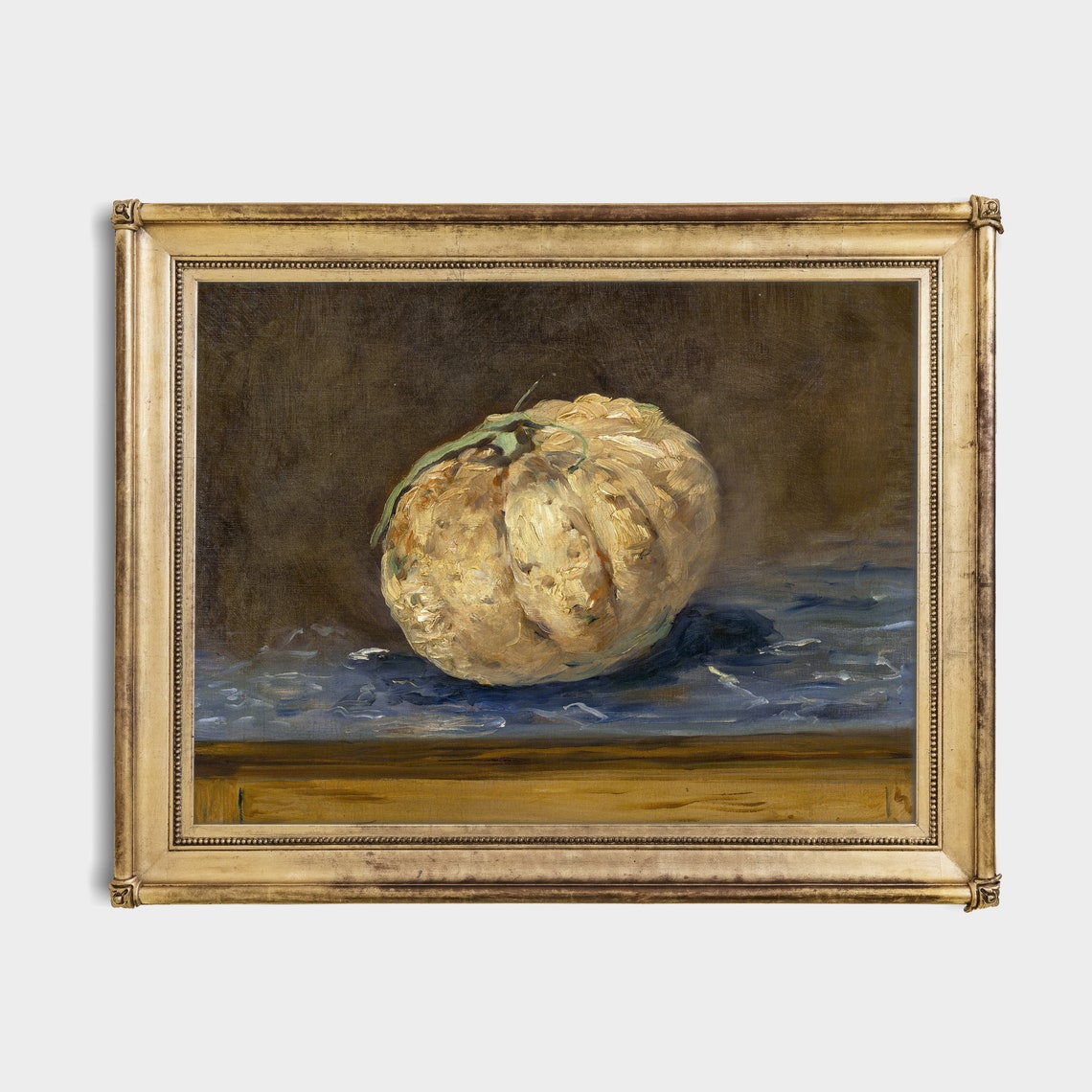 Single Melon Still Life Vintage Fruit Painting Rustic Kitchen Poster - Image 2