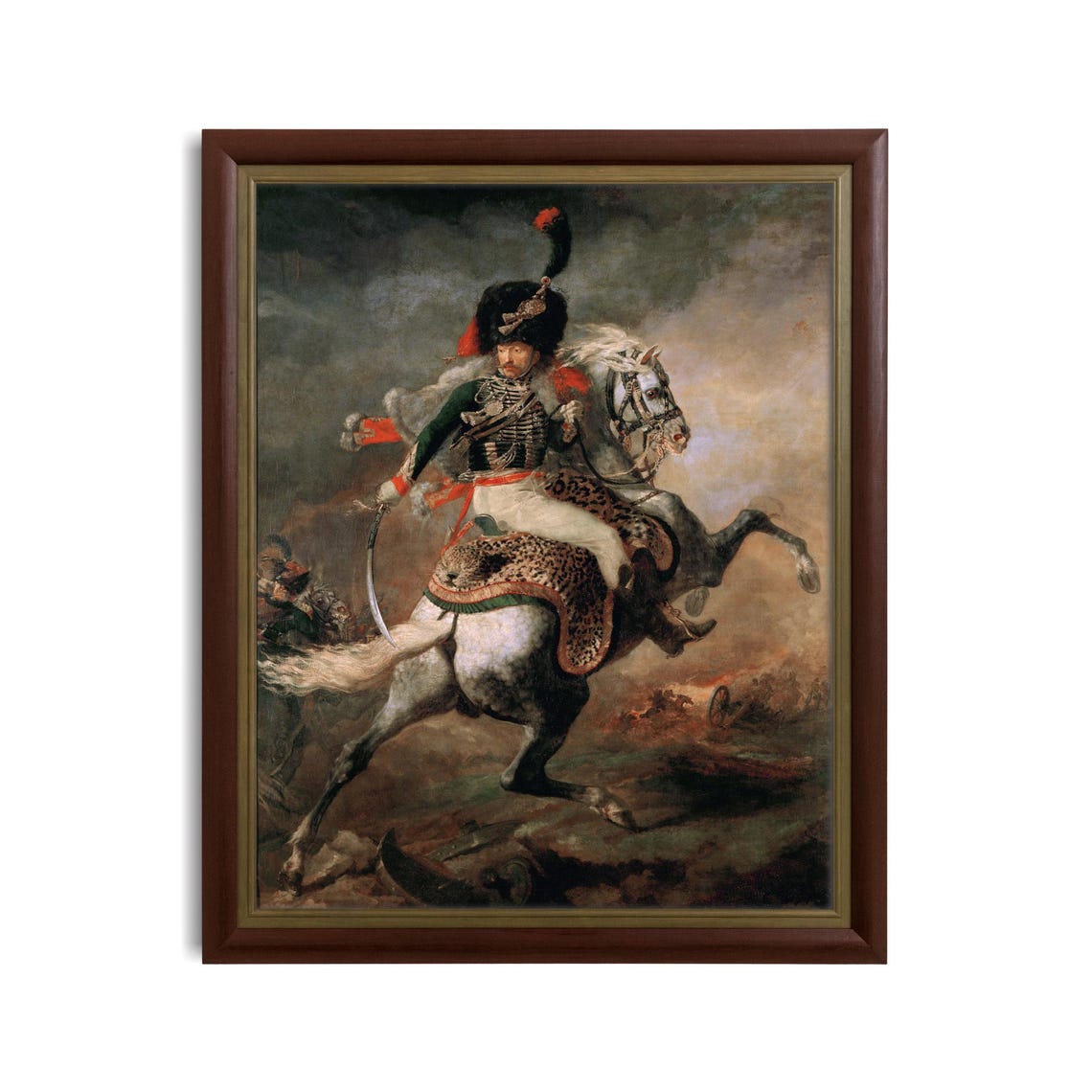 Charging Chasseur Cavalry Officer on Rearing Horse Painting Poster - Image 3