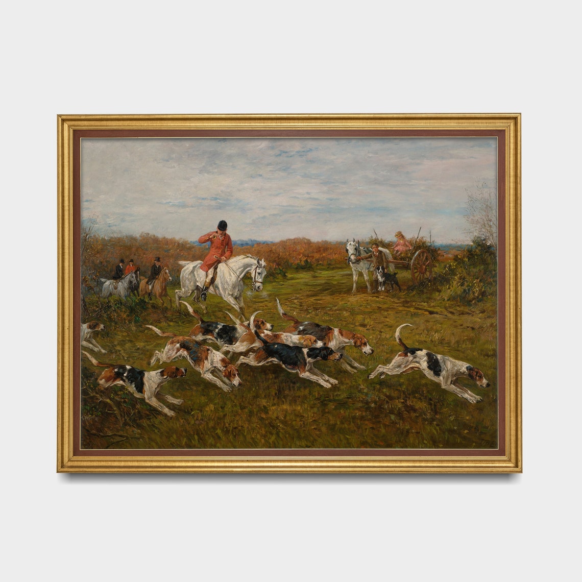Fox Hunt Riders and Hounds Racing Across the Field Vintage Poster - Image 3