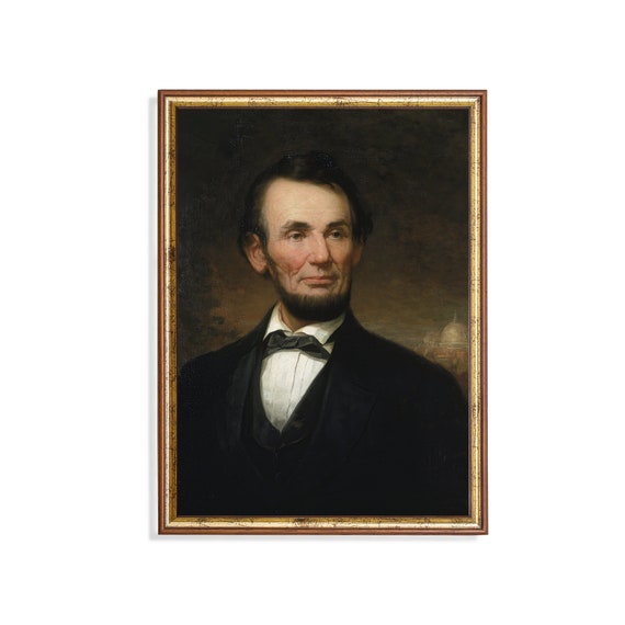 Print And Ship Vintage Gentleman Portrait Antique Man Portrait Mailed Print Oil Painting Print Moody Rustic Art Abraham Lincoln