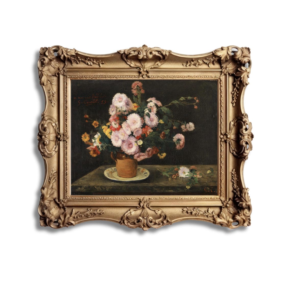 Bouquet Of Asters Print Gustave Courbet Floral Still Life Vintage Botanical Wall Art Classic French Painting Fine Art Flower Decor - Image 2