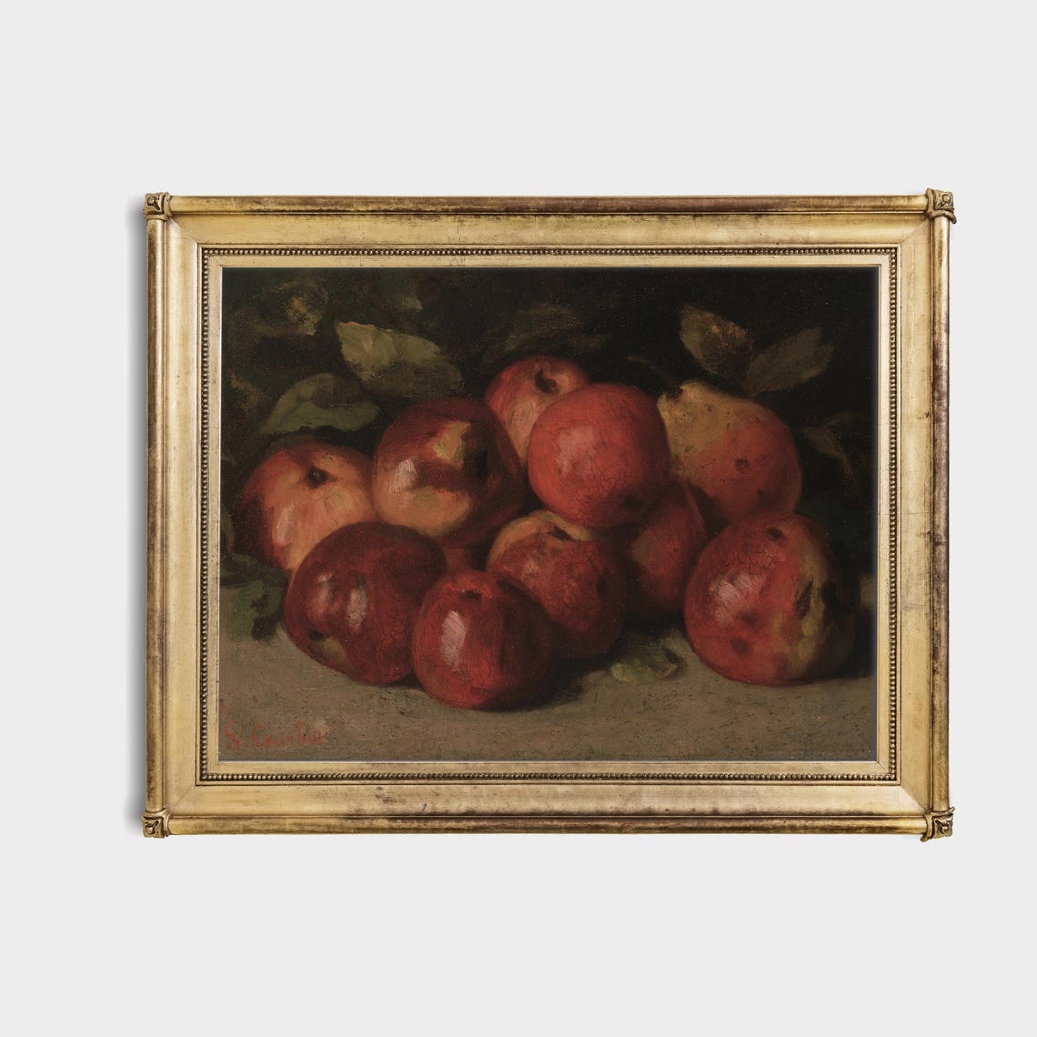Moody Vintage Still Life with Red Apples Dark Antique Fruit Poster - Image 4