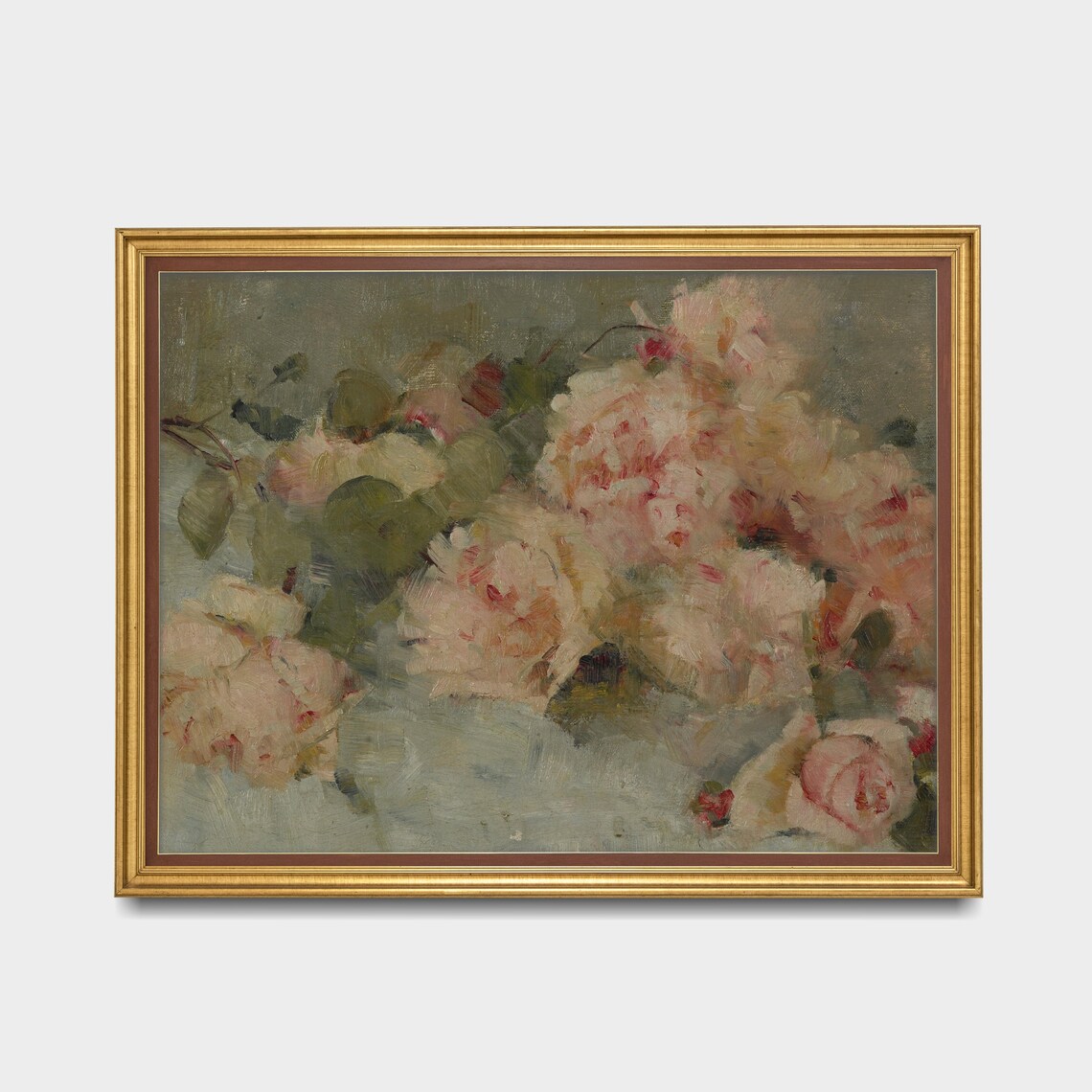 Impressionistic Bouquet of Blush Pink Roses Oil Painting Poster - Image 3