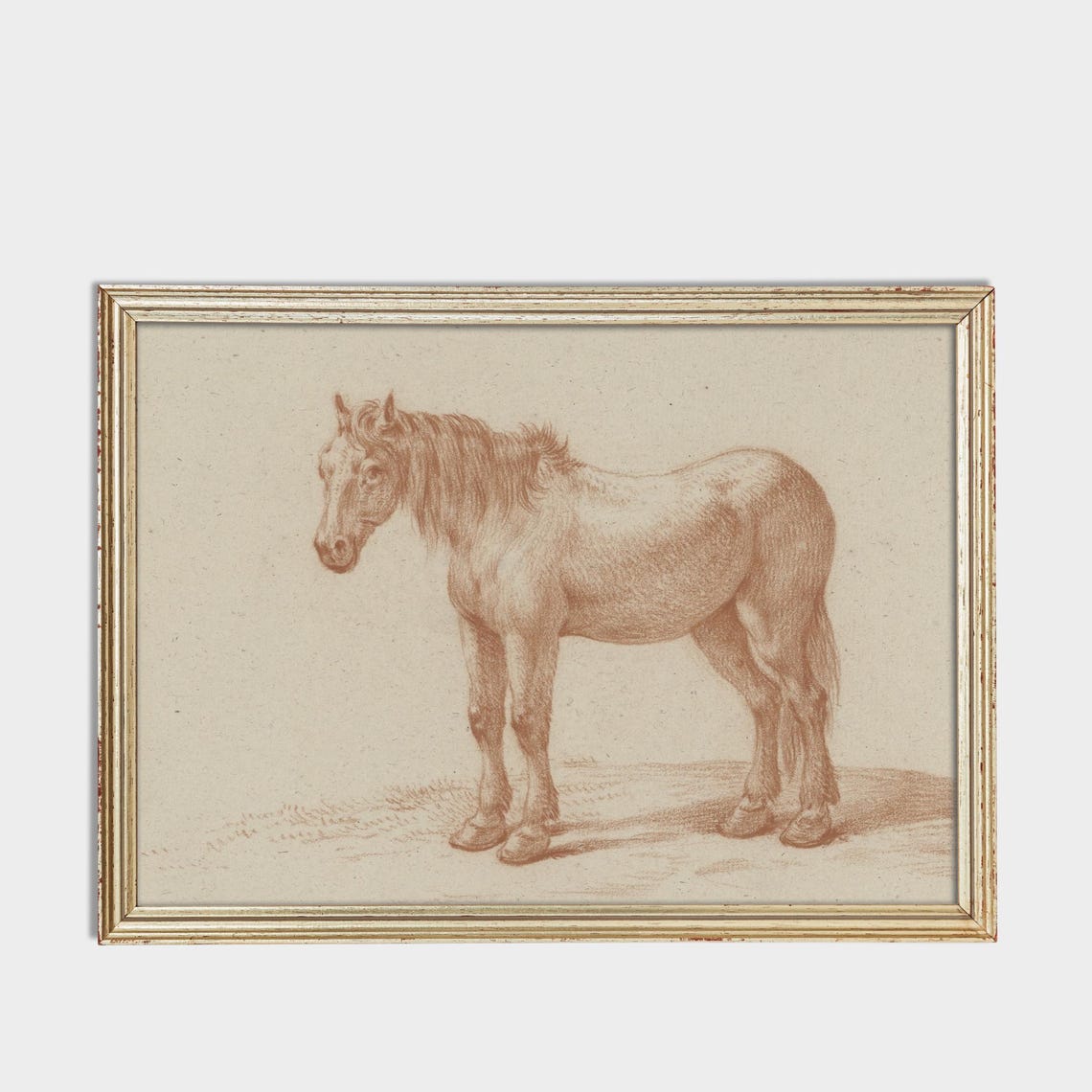 Standing Horse in Profile in Red Chalk Vintage Sketch Poster - Image 3