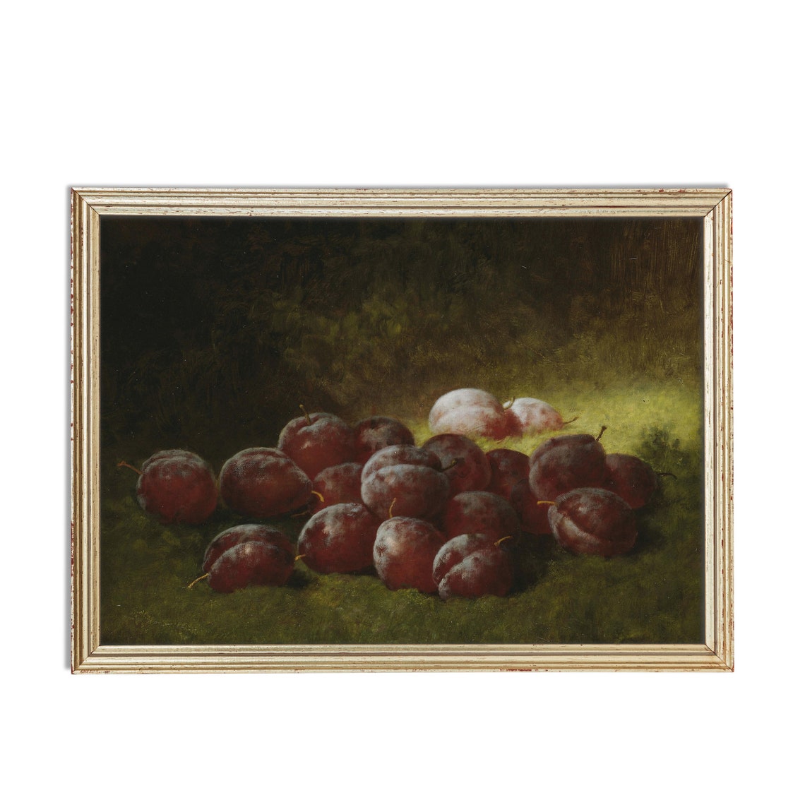 Dark Plums Scattered on Moss Vintage Fruit Still Life Poster - Image 4