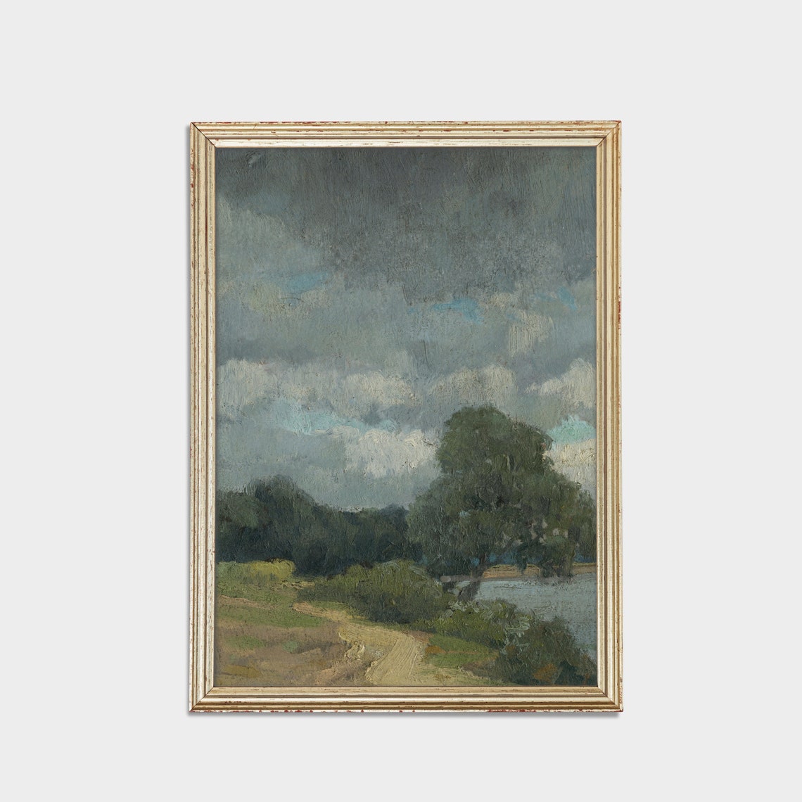 Stormy Country Path Landscape with Lone Tree Antique Art Poster - Image 2