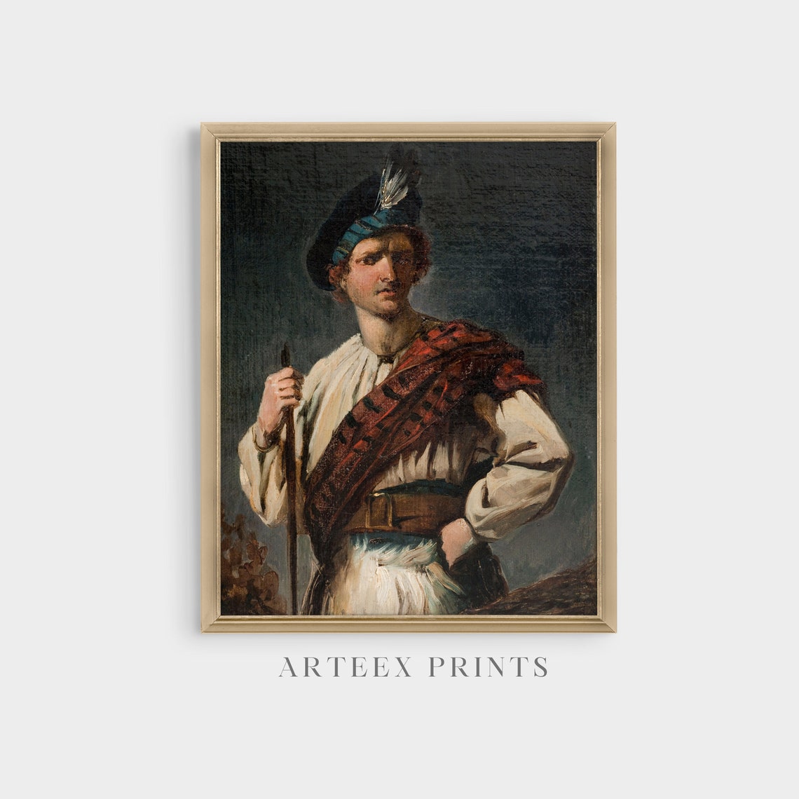 Highlander in Tartan Sash Feathered Bonnet Vintage Portrait Poster - Image 4