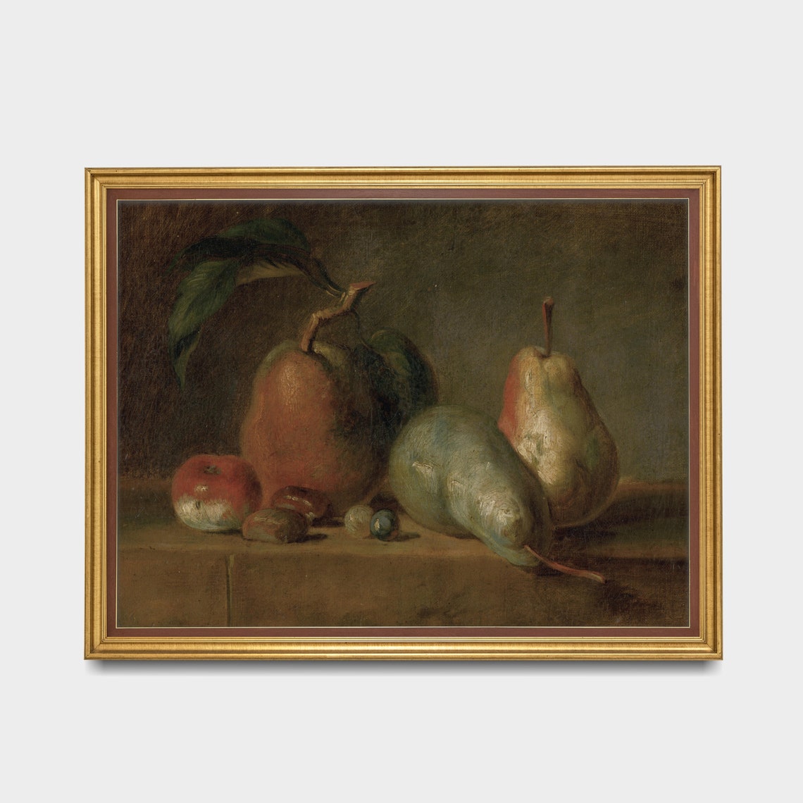 Pears Still Life Antique Kitchen Fruit Oil Painting Art Poster - Image 3