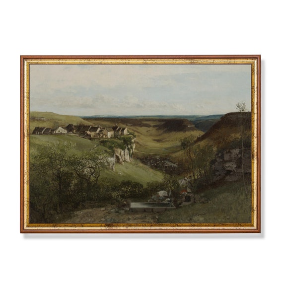 Southwestern Landscape Painting Antique Print Farmhouse Decor Wall Art Moody Rustic Fine Art Nature Scenery Art