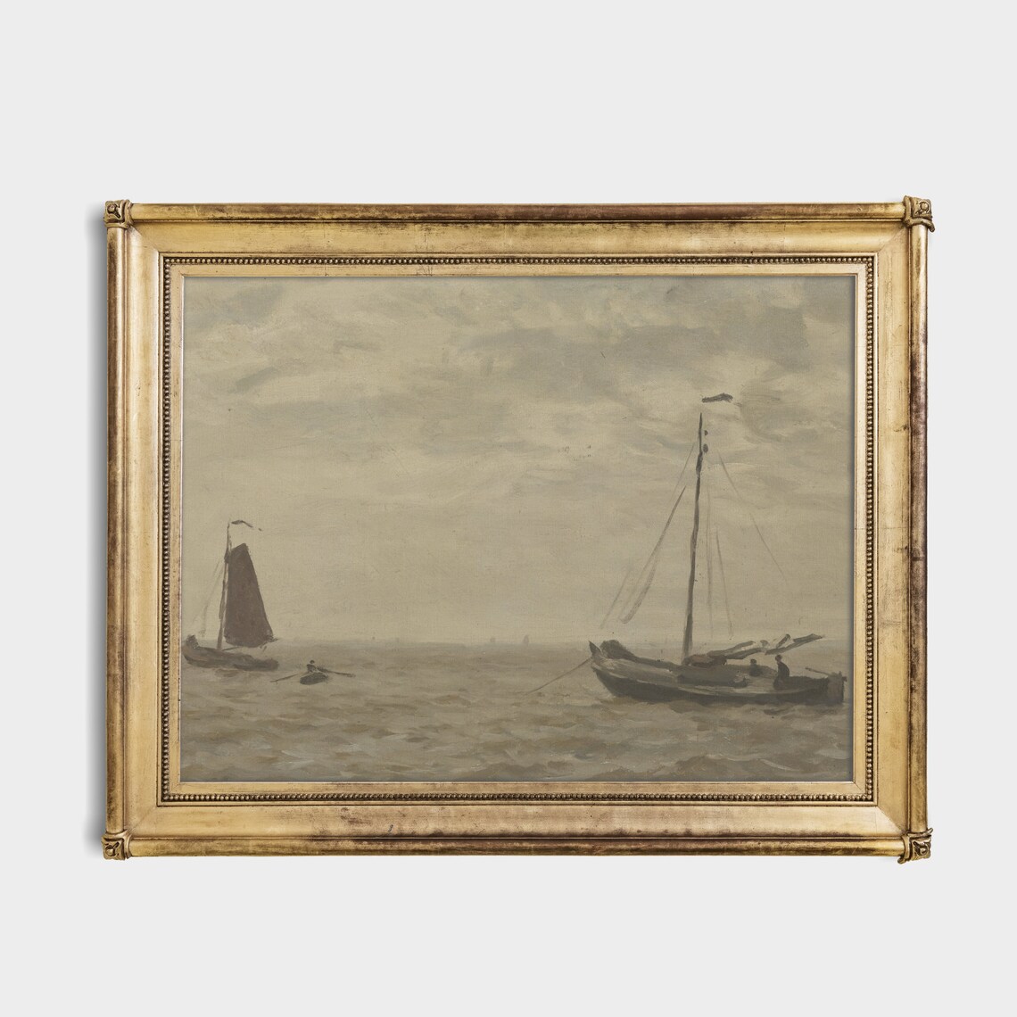Muted Fishing Boats Grey Sea Dutch Coastal Antique Seascape Poster - Image 3