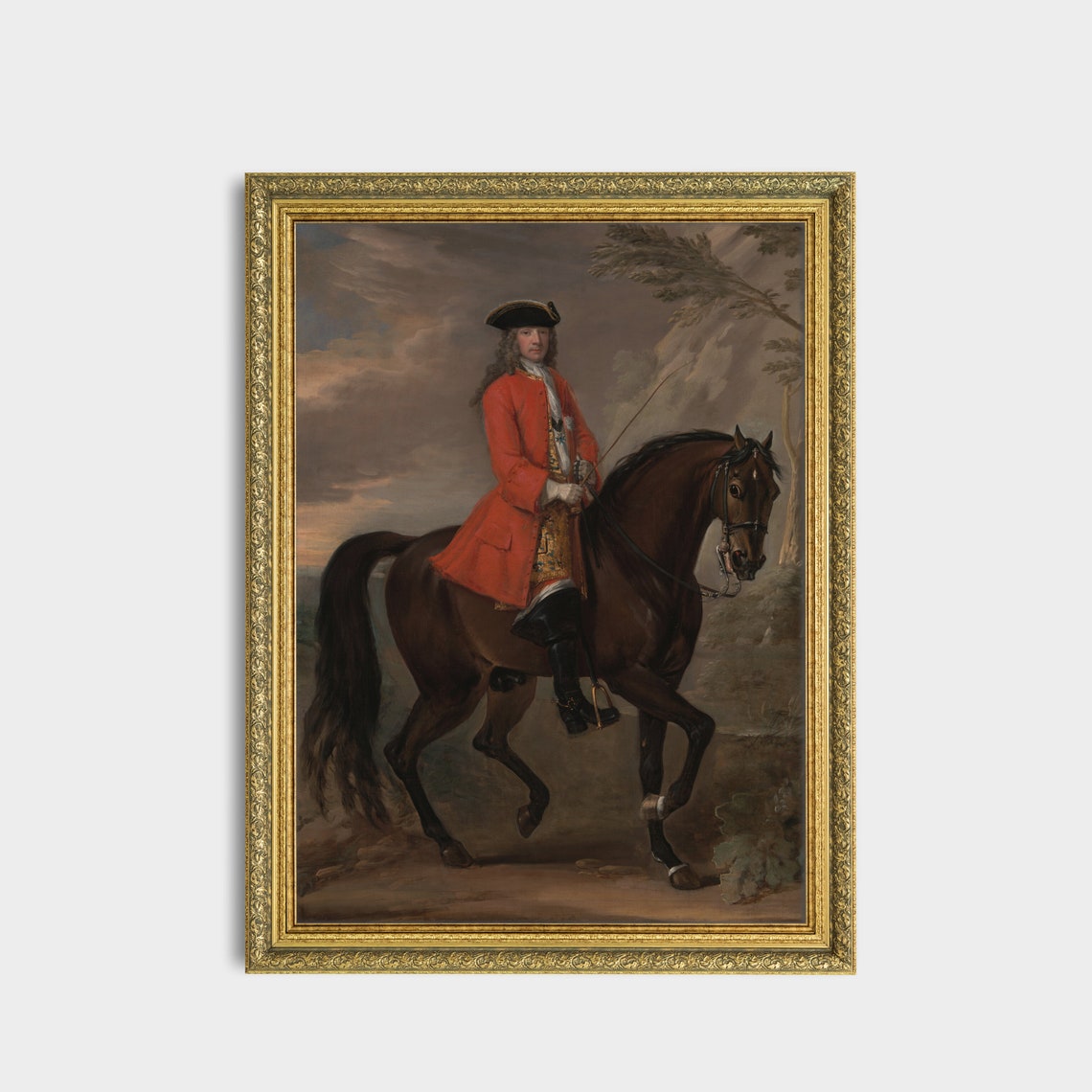 Gentleman in a Red Coat on a Bay Horse Equestrian Portrait Poster - Image 3