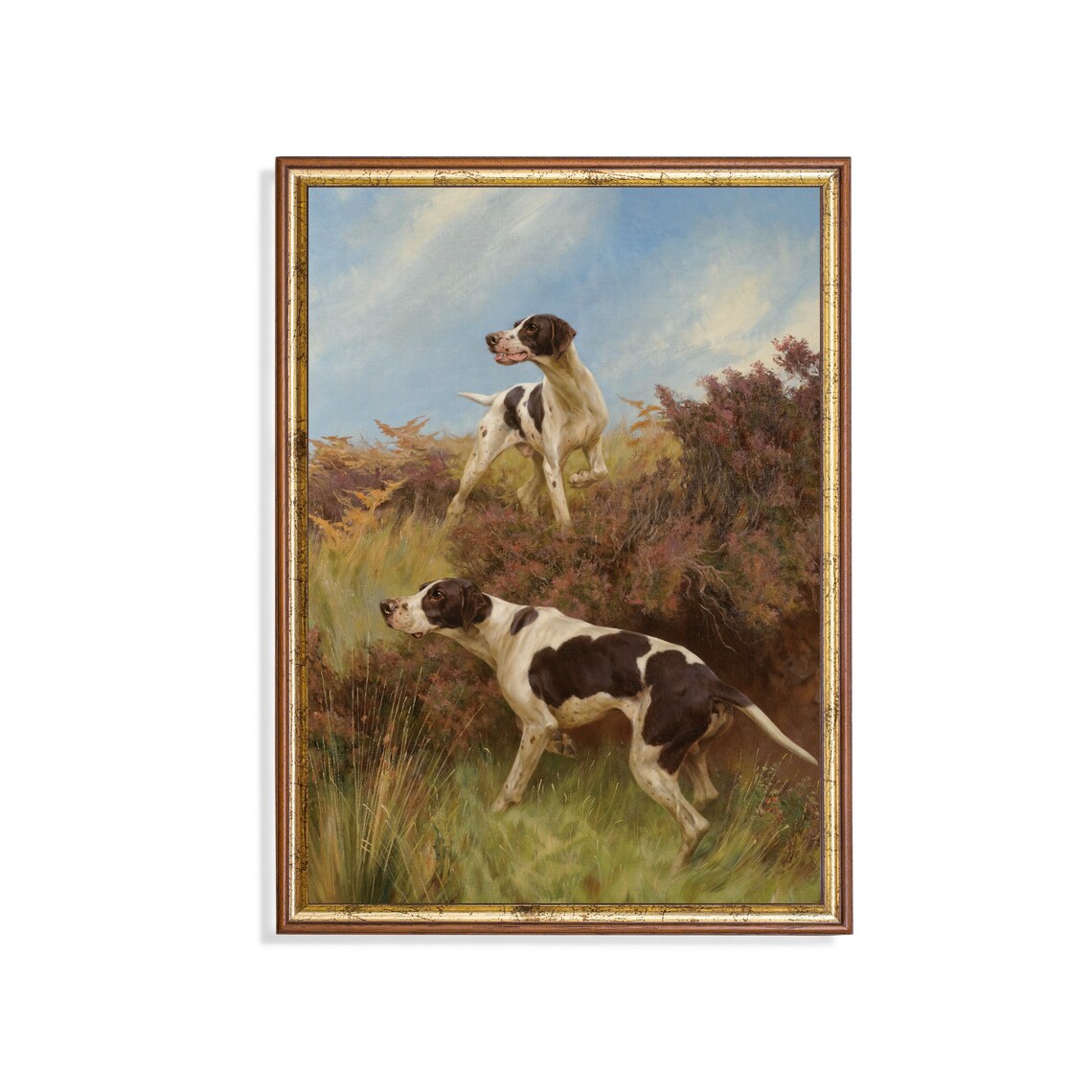 Vintage Dogs Oil Painting Art Print, Farmhouse Decor