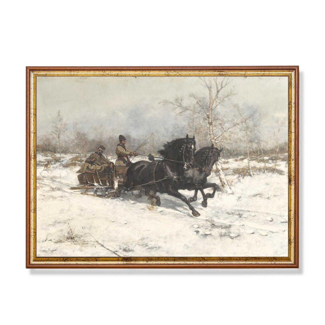 Winter Snowy Landscape Vintage Christmas Art Print