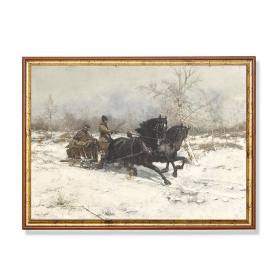 Winter Snowy Landscape Vintage Christmas Art Print