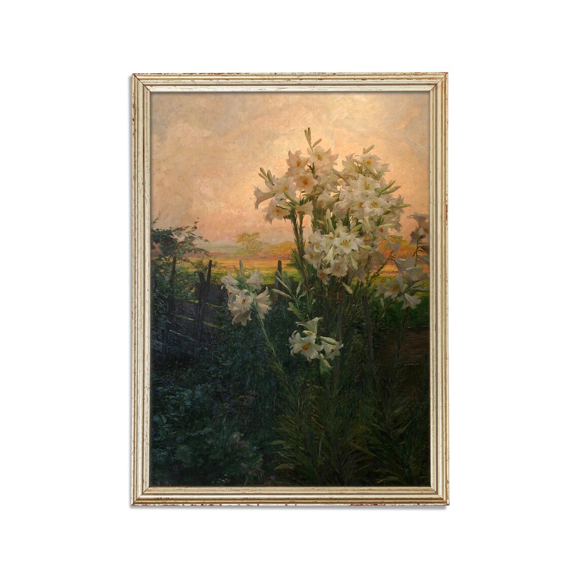 Vintage Floral Branch Landscape, Rustic Art Print - Image 2