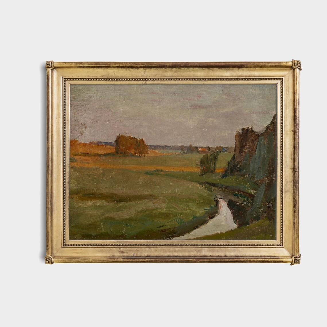 Golden Hour Meadow Stream Impressionist Countryside Landscape Poster - Image 4