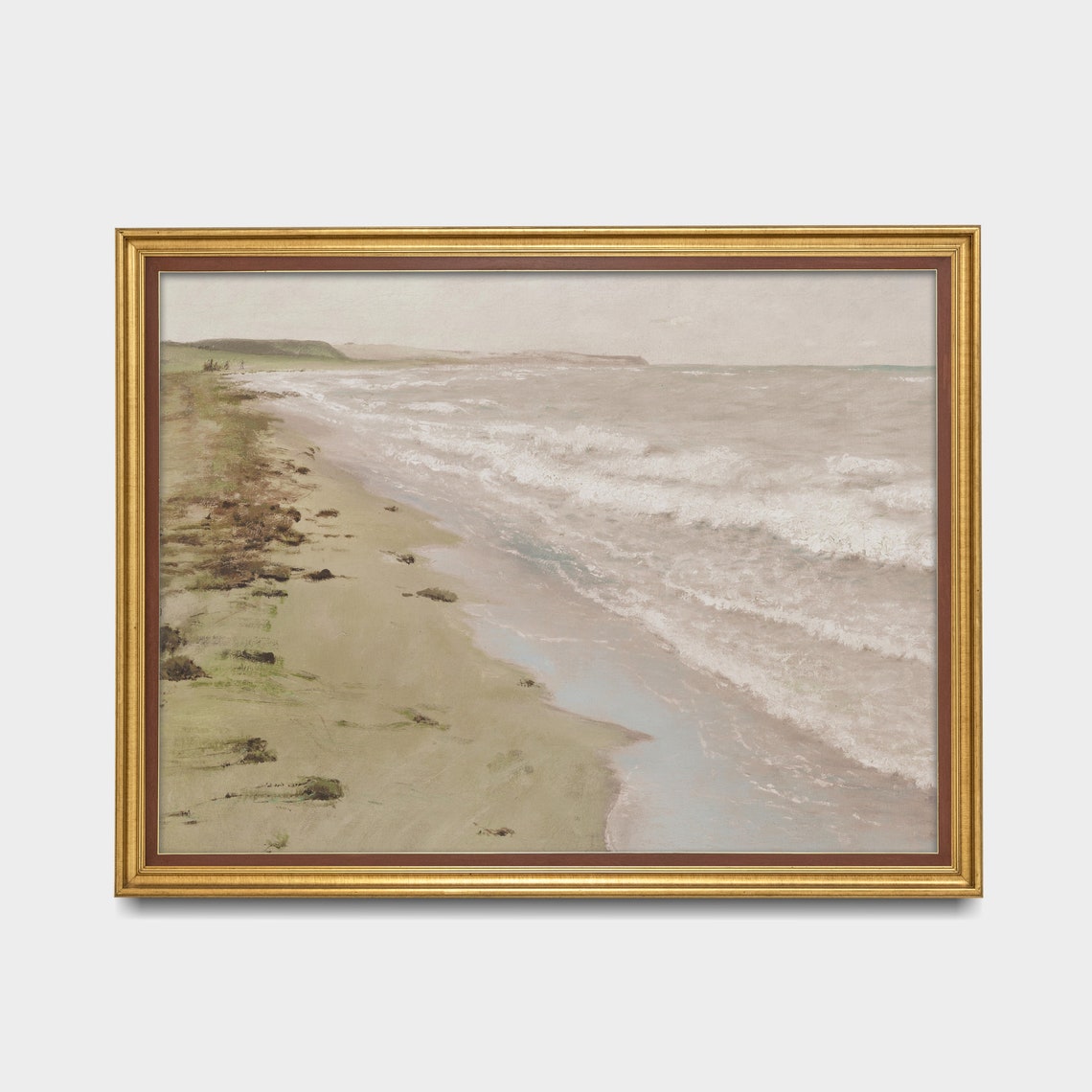 Muted Seascape with Breaking Waves on a Quiet Pale Shoreline Poster - Image 3