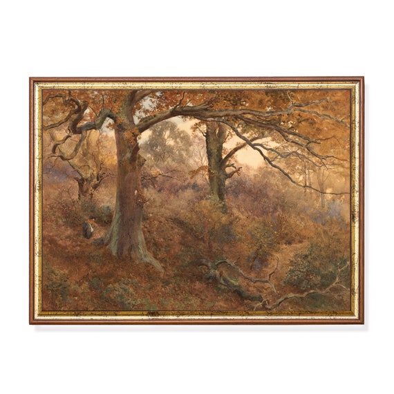 Printed And Shipped Vintage Autumn Painting Antique Fall Landscape Rustic Moody Print Country Scenery Fine Art Physical Prints