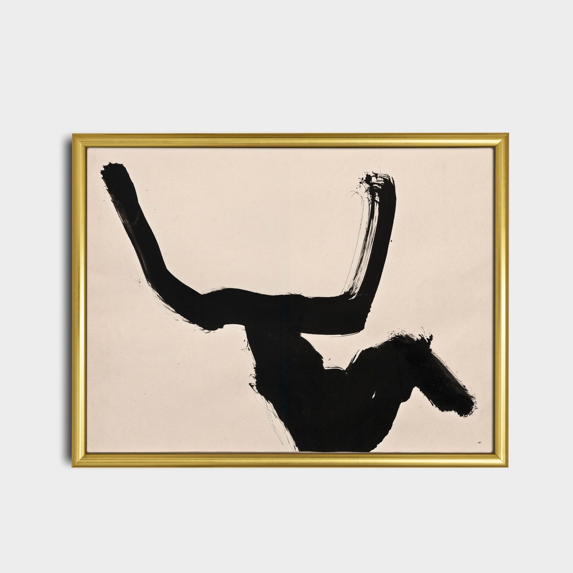 Dynamic Black Ink Brushstroke Figure Abstract Painting Poster - Image 2