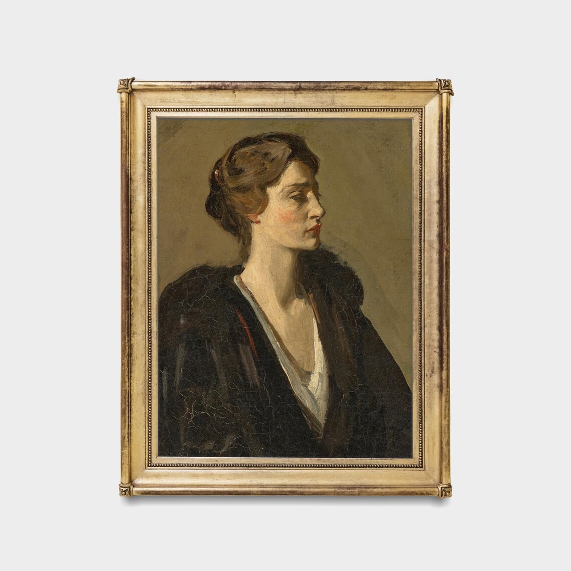 Vintage Woman Portrait, Rustic Oil Painting Art Print - Image 5