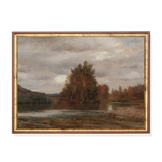 Printed And Shipped Vintage Autumn Landscape Antique Fall Painting Moody Rustic Fine Print Farmhouse Country Decor Physical Prints