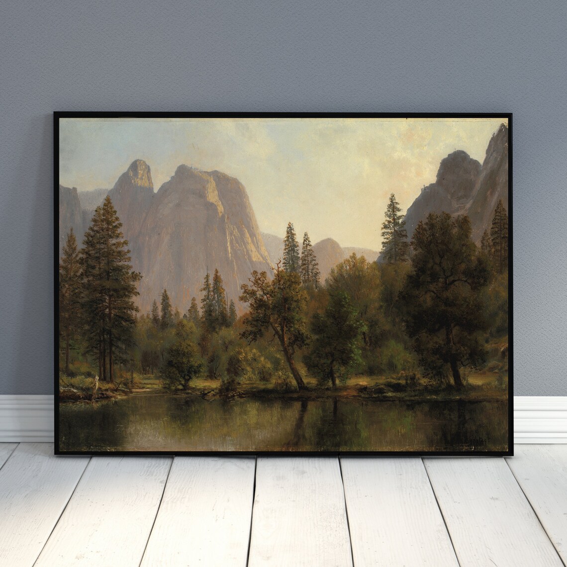 Vintage Mountain Landscape, Lake Forest Art Print - Image 3