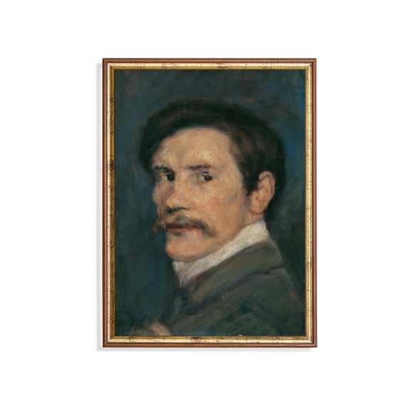 Vintage Gentleman Portrait Antique Man Portrait Wall Art Oil Painting Print Moody Rustic Fine Art Print