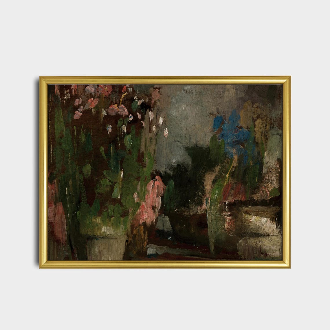 Bright Flowers on a Terrace Abstract Impressionist Floral Poster - Image 2