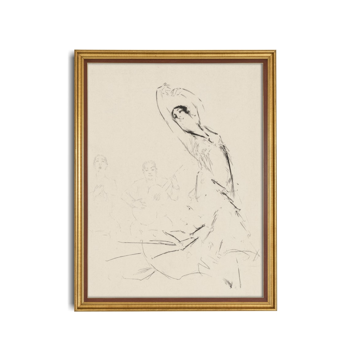 Flamenco Dancer Ink Sketch with Two Guitarists Minimal Poster - Image 5