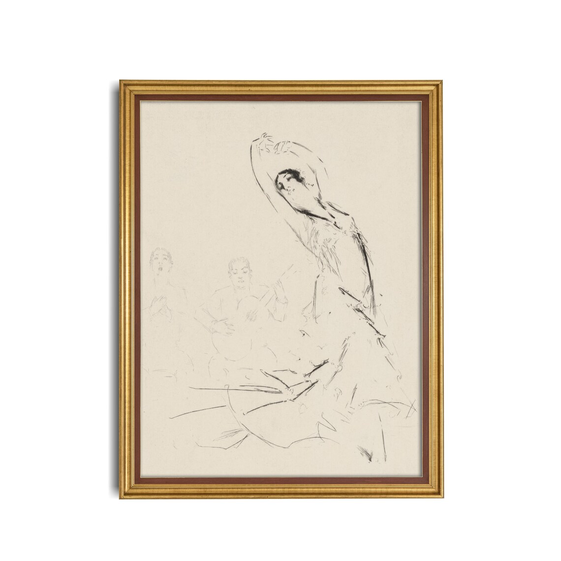 Vintage Figure Drawing, Woman Dancing Line Art Print - Image 3