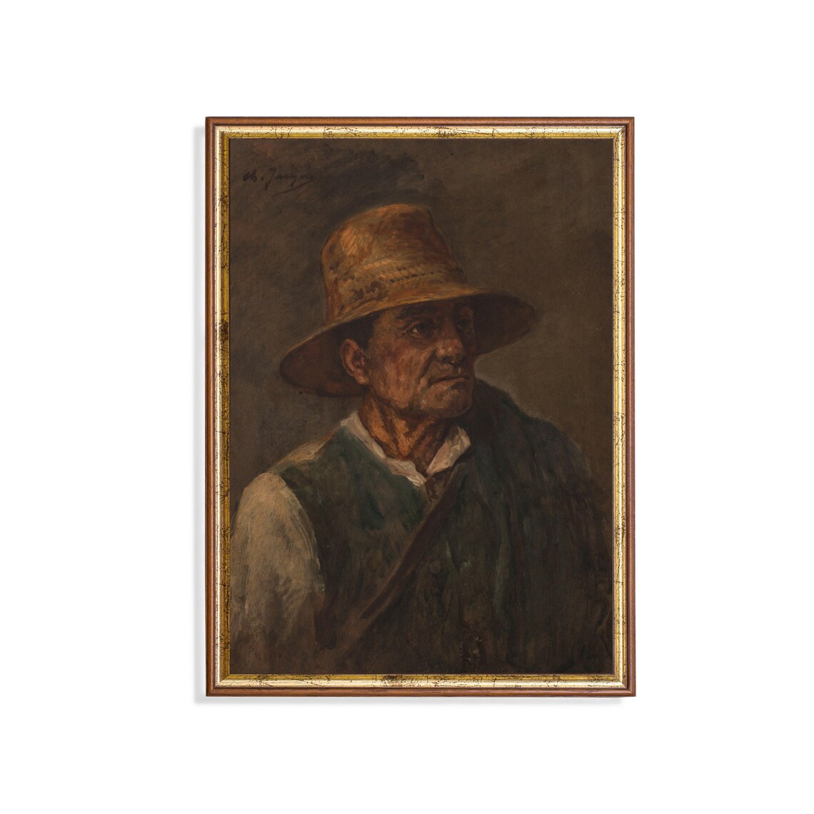 Vintage Gentleman Portrait, Moody Rustic Wall Art Print