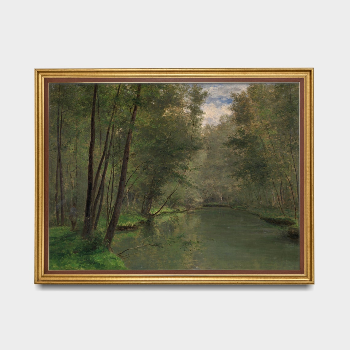 Woodland River Through Forest Vintage Landscape Painting Poster - Image 5