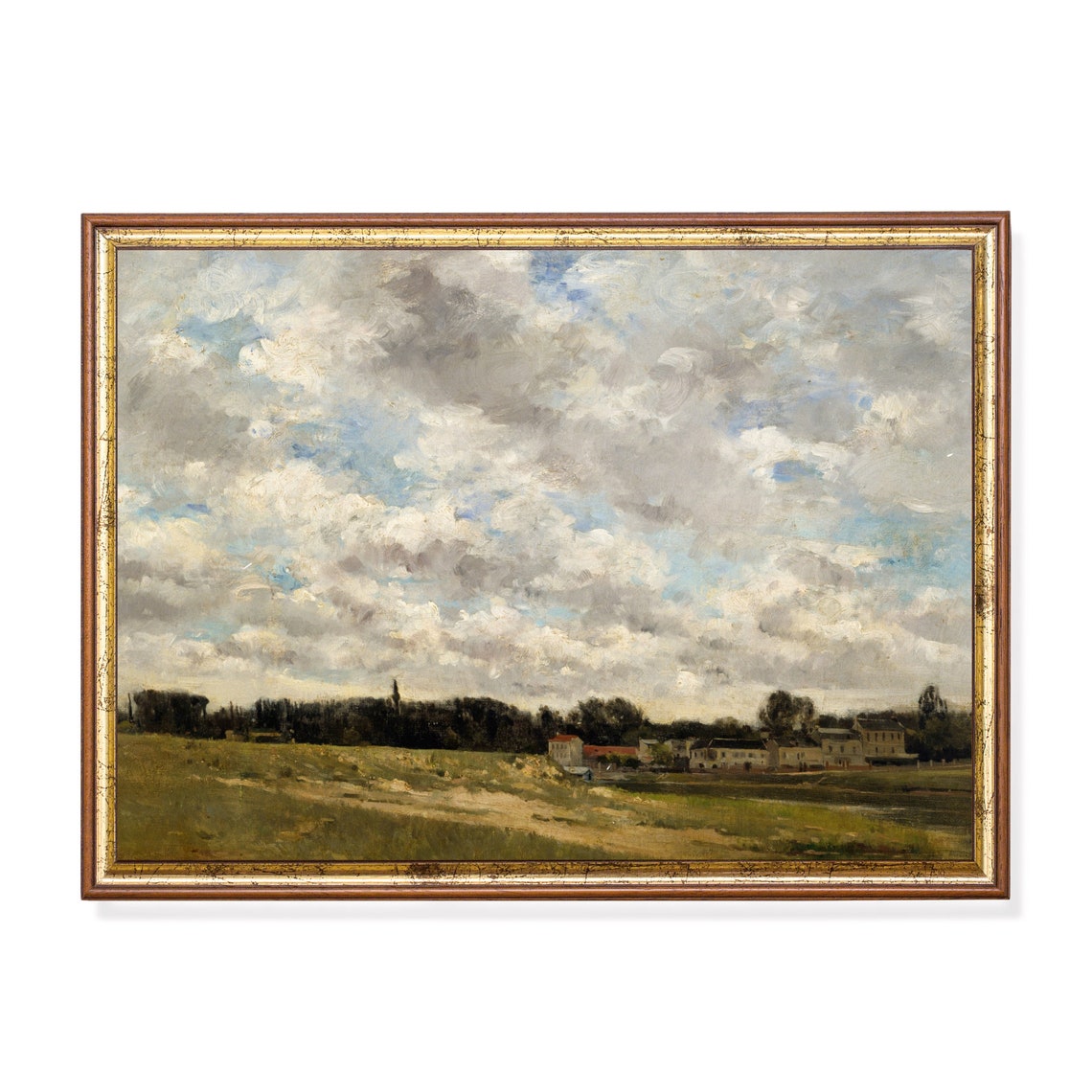 Printed And Shipped Vintage Landscape Painting Cloud Study Antique Sky Print Country Scenery Moody Rustic Art Physical Prints