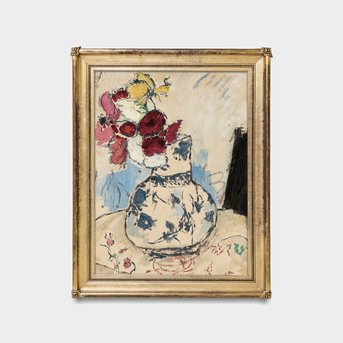 Red and Pink Bouquet in a Blue and White Vase Still Life Art Poster - Image 5