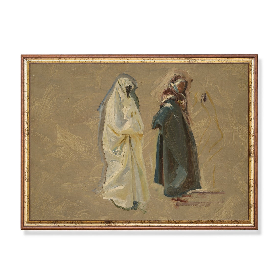 Two Robed Figures Impressionist Vintage Figure Study Painting Poster