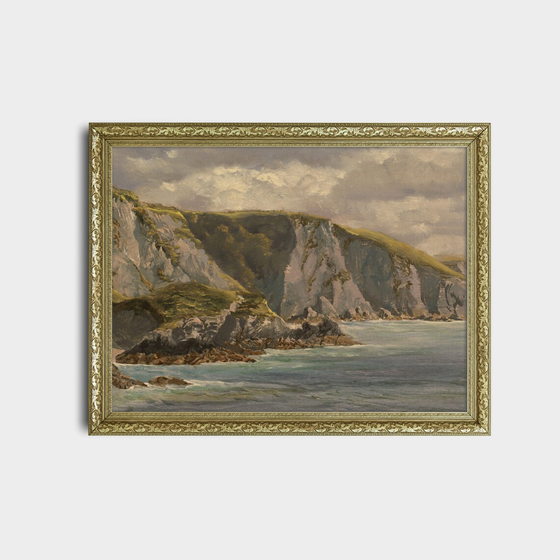 Rocky Coastal Cliffs Rising Above the Sea Vintage Seascape Art Poster - Image 2