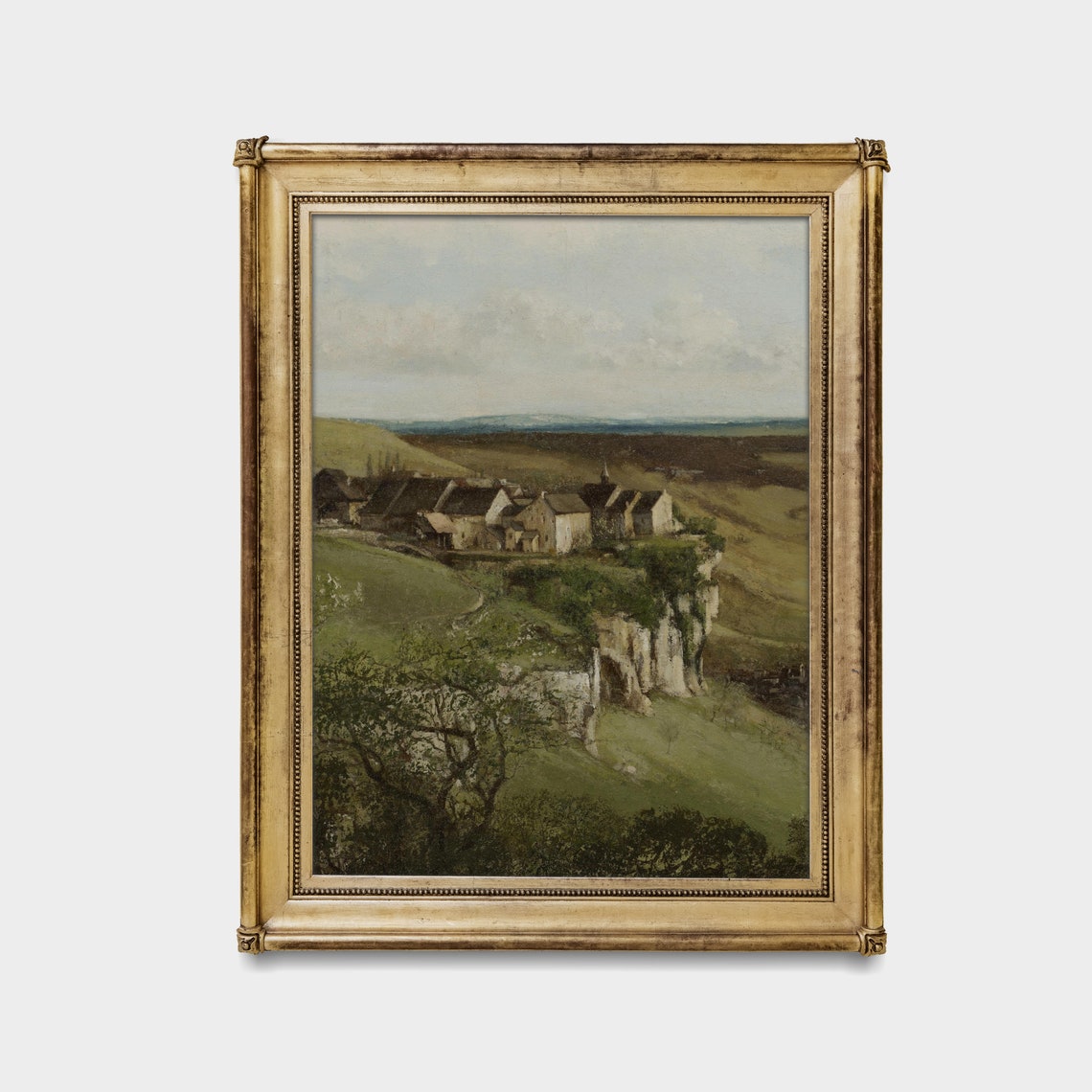 Hilltop Village Above a Green Valley Vintage Landscape Poster - Image 2