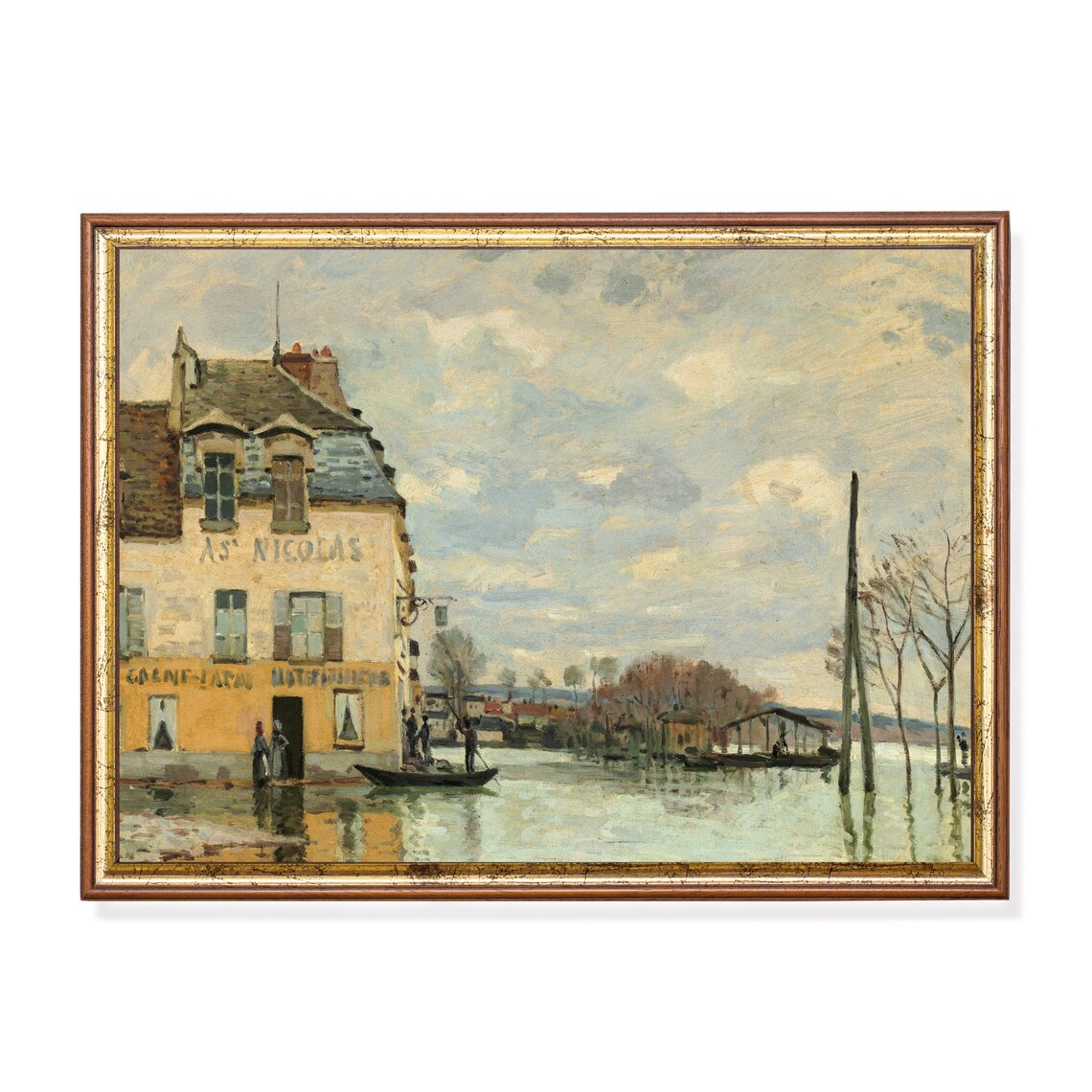 Vintage French Landscape, Antique Oil Painting Print