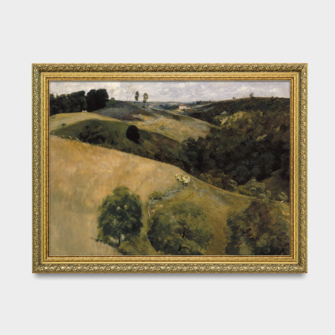 Golden Rolling Hills Farmland Vintage Country Landscape Paint Poster - Image 2