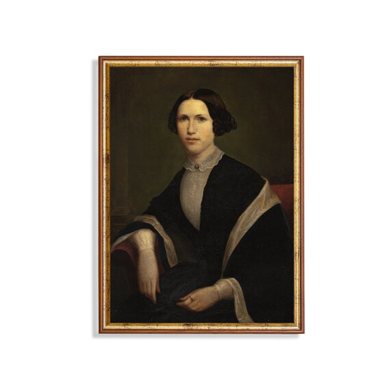 Seated Woman In Black Gown With Lace Collar Formal Antique Poster