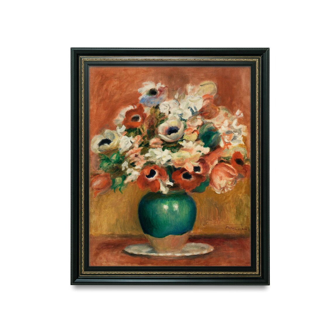 Renoir Anemones Bouquet in Green Vase Impressionist Floral Poster - Image 5