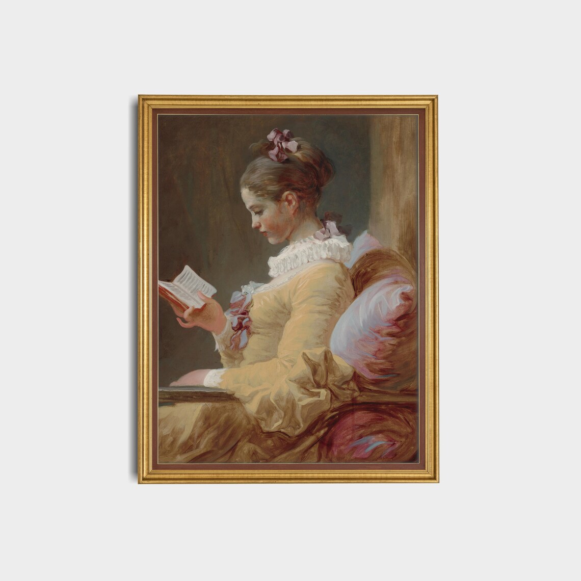 Vintage Victorian Lady Reading Book Art Print - Image 3